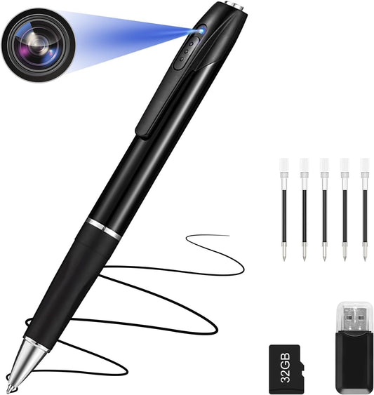 FINSUI Mini Camera 32GB 1080P Surveillance Camera Portable small surveillance camera pen camera camera for home office business meetings with 5 ink fills