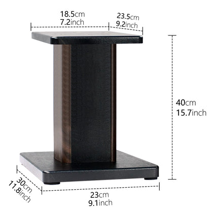 BQKOZFIN Speaker Stand 40 cm high wooden speaker stand, 2 piece set, suitable for bookshelf speakers | HiFi and home theater surround sound, enhanced audio listening experience