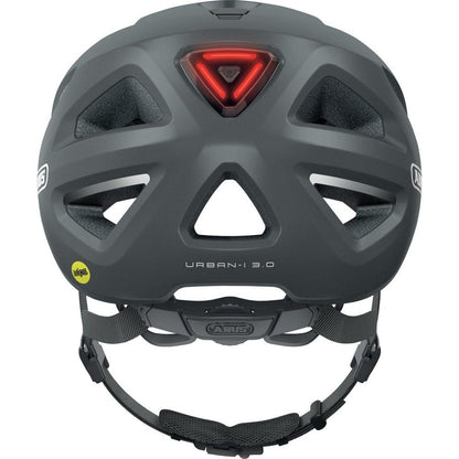 ABUS Urban-I 3.0 MIPS city helmet with rear light, visor, and magnetic closure for urban cycling - for men and women - Grey Matte, L, L (56-61 cm)