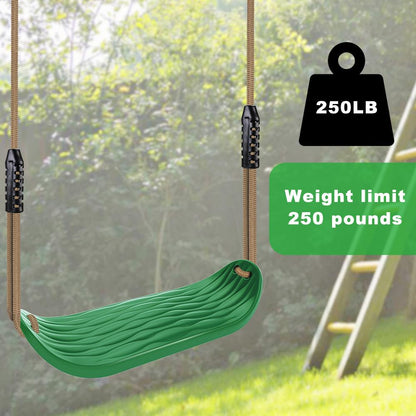BeneLabel Non-Slip Swing Seat with Adjustable Rope and Carabiners - Heavy Duty Playground Swing Set Accessories for Kids and Adults - 220LB Capacity-Green