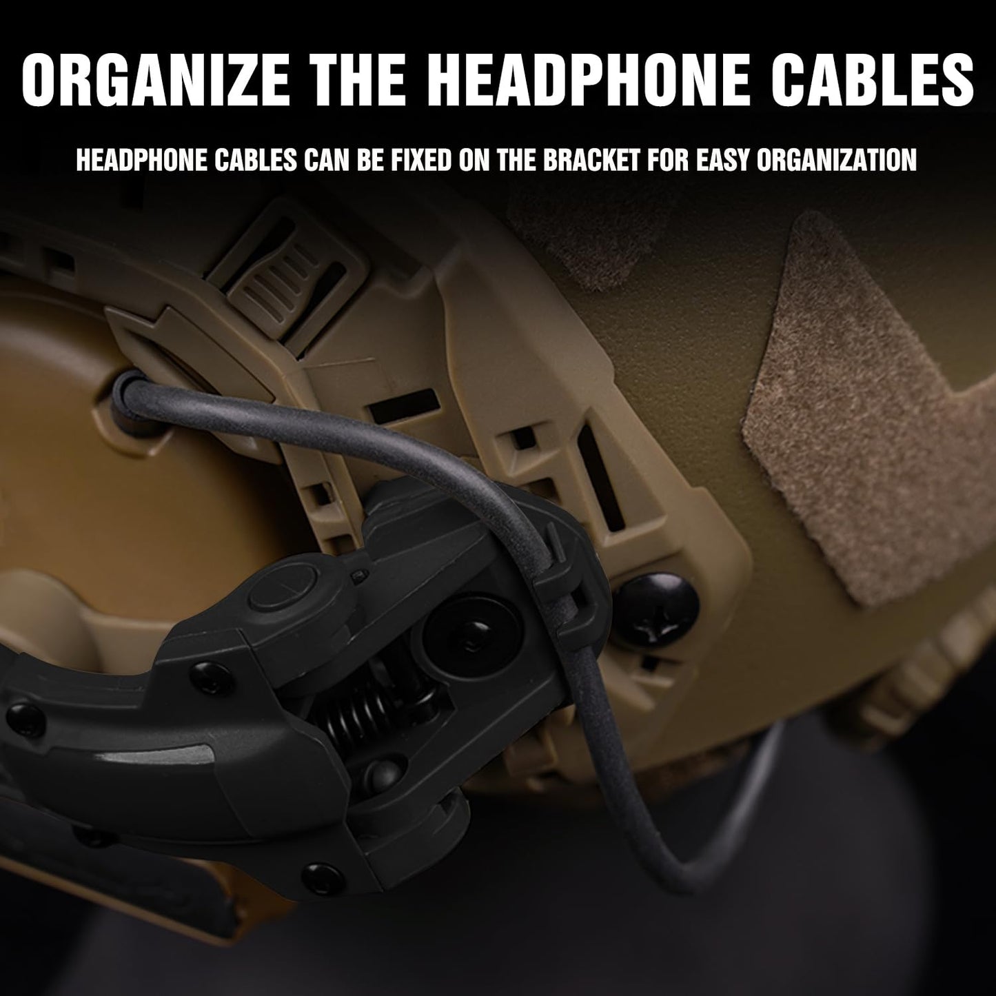 Fast Helmet ARC Rail Adapter COMTAC3 Tactical Pickup Headset Suspension Headphones Bracket with Multi-Angle Rotation for OPS Core ARC & Team Wendy Rail, Supporting Hunting Earmuffs (Black)