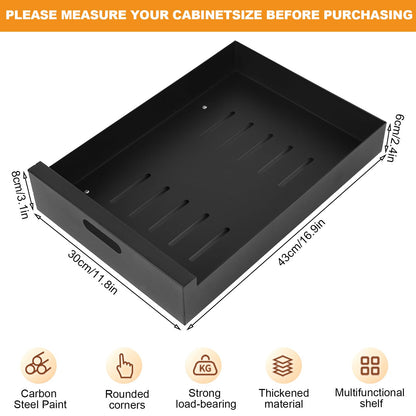 IGTOPS 2 Piece Telescopic Drawer, Pull-Out Drawer Storage Shelves for Kitchen Cabinets, Extendable Pull-Out Drawer (30cm W x 43cm D x 9cm H), No Drilling or Nailing Required