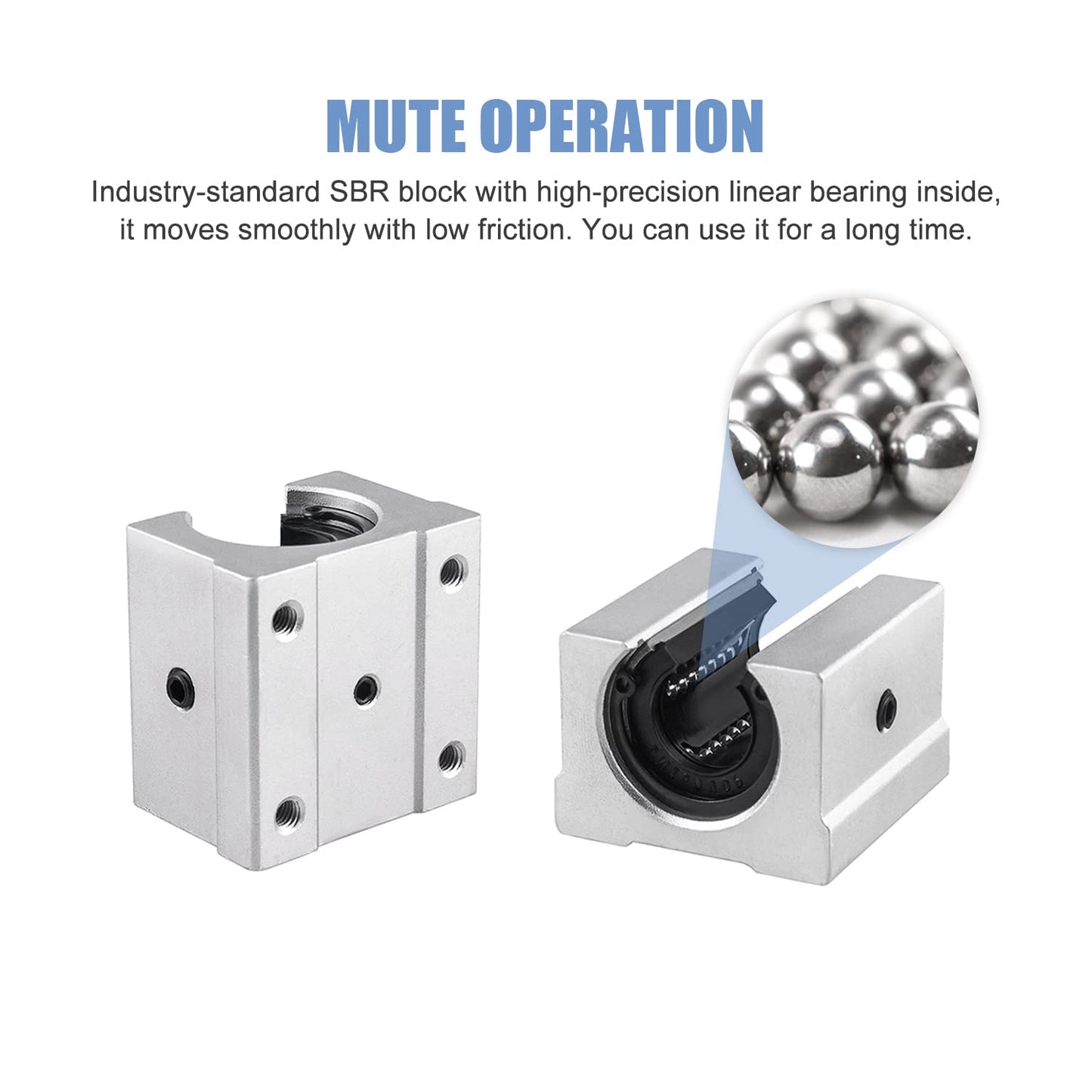 CNCMANS Linear Guide Rail 2pcs SBR16-1200mm Stainless Steel Guideway with 4pcs SBR16UU Linear Bearing Block, CNC Parts for 3D Printer Stepper Motor (linear guide SBR16 1200mm)