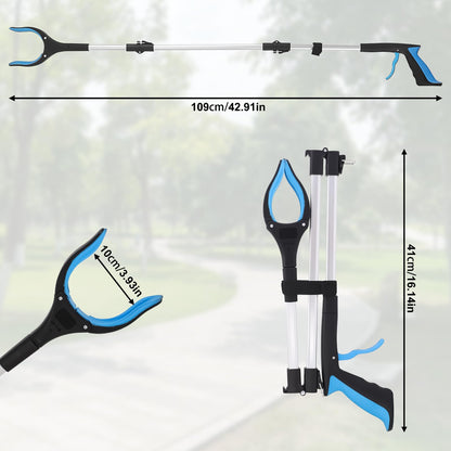 mumisuto 2 piece 109 cm grabber for seniors with 360° rotating head, foldable aluminum trash picker with extra long reach arm, grabber for seniors with magnetic tips.