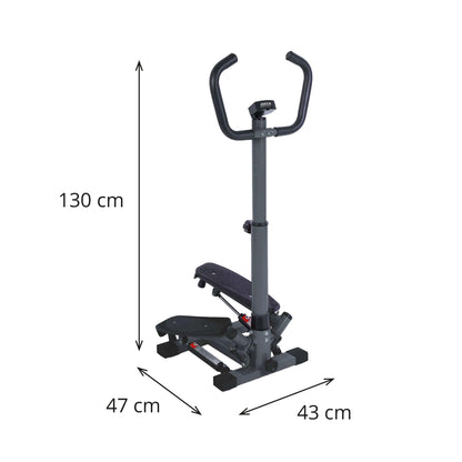 JOCCA Side Stepper with Support Bars, Home Trainer for Glutes Abdomen Legs, Digital Function Counter, Max Load 100 kg, Silver/Black