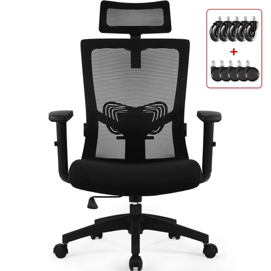 Daccormax Office Chair Ergonomic, Desk Chair with Adjustable Headrest, Armrests, Lumbar Support, Swivel Chair Tilt Function, Executive Chair made of Mesh, Back-friendly, Office Chair 150kg