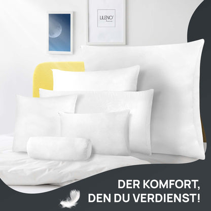 LILENO HOME feather pillow 40x80 cm [1 set] - Pillow 40 x 80 cm made of feathers as a head pillow, sleeping pillow and bed pillow perfect for allergy sufferers and children - Feather core pillow with 750 g feather filling each.