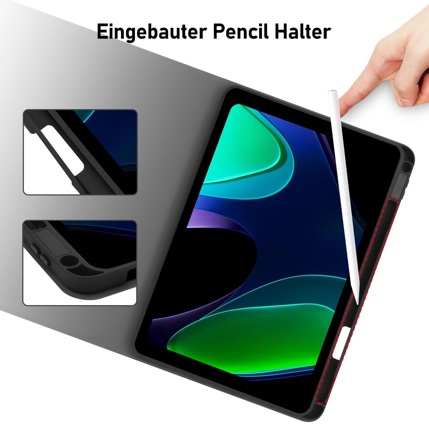 Hofsos case for Xiaomi Pad 6/6 Pro 11 inch 2023, (QWERTZ German) Xiaomi Pad 6 case with keyboard, protective cover with Pencil holder Wireless keyboard for Pad 6/6 Pro, Black