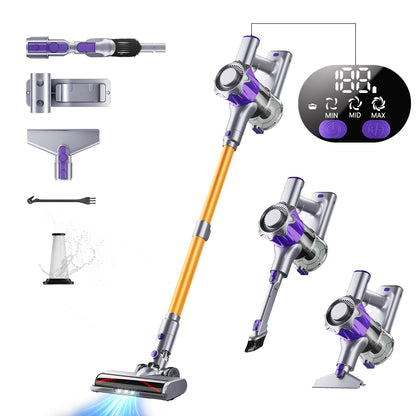 Cordless vacuum cleaner, 40000Pa/450W with smart display. Up to 50 minutes runtime. Comes with automatic mode and anti-tangle brush for carpets, hard floors, and pet hair.