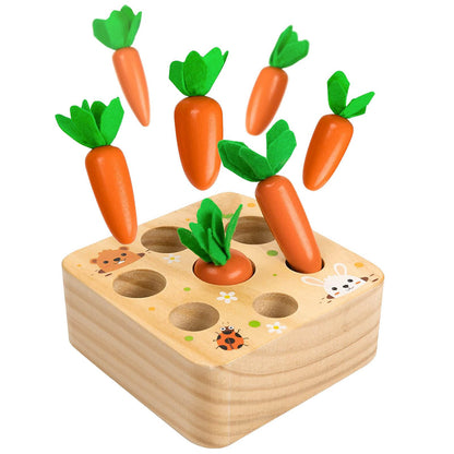 Wooden toys from 1 year | Baby fine motor skills toy for 12 month old boys and girls | Montessori sorting game wooden puzzle Carrot Harvest | Educational toy for children as a birthday gift (carrots)