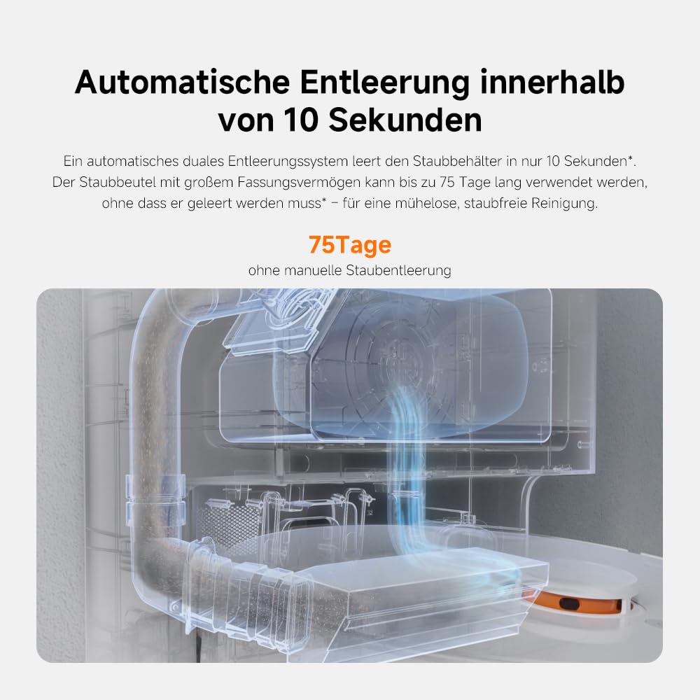 Xiaomi Robot Vacuum X20+ robot vacuum with self-emptying station and 4L/4L fresh & wastewater tank - 2 rotating, auto-drying mop pads, mop up to 280m², 6000Pa suction power, LDS navigation, suitable for all floor types.