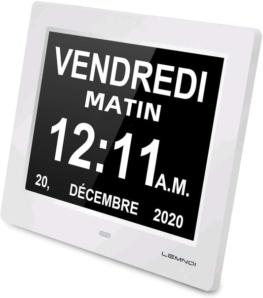 Lemnoi Senior Clock, Dementia Clock, Digital Calendar, Digital Alarm with Date and Day of the Week for individuals with Dementia (e.g. Alzheimer's), Seniors, Visually Impaired, Young Children - 7.5 inches