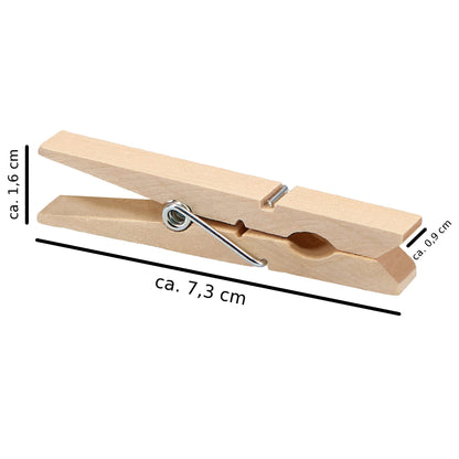 200 x large wooden clothes pegs ByBueren | Wooden pegs made from sustainable untreated birch wood | Wooden clothes pegs also suitable for crafting