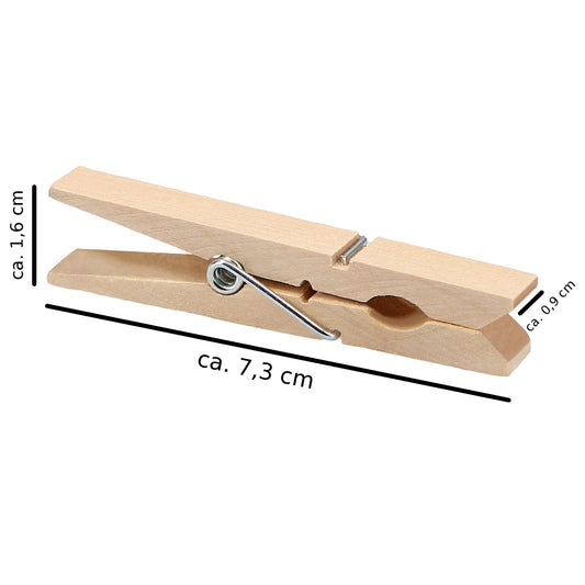 200 x large wooden clothes pegs ByBueren | Wooden pegs made from sustainable untreated birch wood | Wooden clothes pegs also suitable for crafting