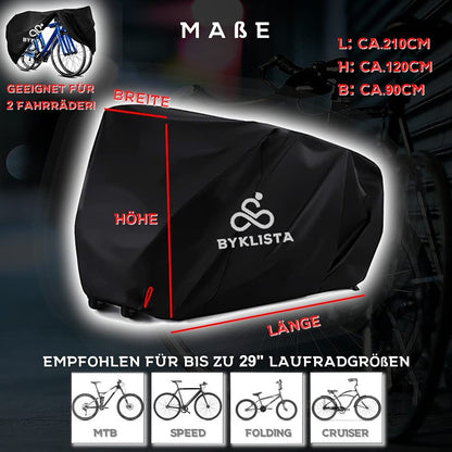 BYKLISTA Bicycle Cover for 2 Bikes - Weatherproof Bike Shed Oxford Fabric Welded Seams & UV Protection - Waterproof Bike Tarp Cover Bicycle Protective Cover