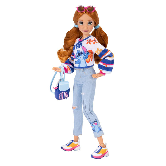Disney ILY 4EVER Fashion Dolls feature Stitch with Red Hair. Standing at 11.5" with 13 points of articulation, they come with two complete mix-and-match outfits and a glittery Mickey ring.