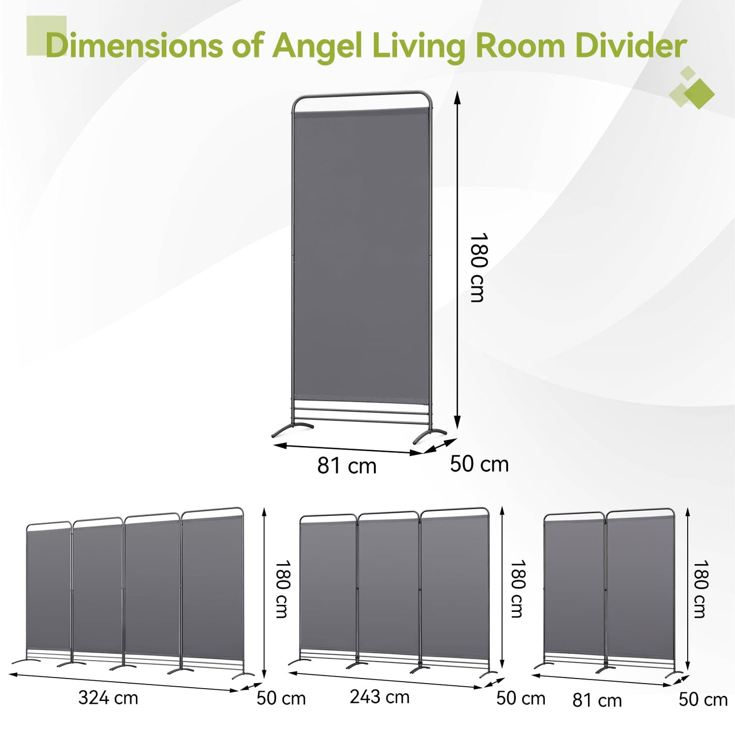 Angel Living Room Divider 1 Foldable Room Divider Freestanding Privacy Screen Standing Partition Privacy for Offices, Balcony, Bedroom, Outdoor Garden, 81cm x 180cm Gray