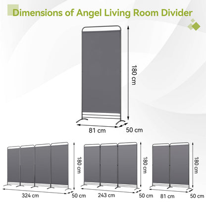 Angel Living Room Divider 1 Foldable Room Divider Freestanding Privacy Screen Standing Partition Privacy for Offices, Balcony, Bedroom, Outdoor Garden, 81cm x 180cm Gray