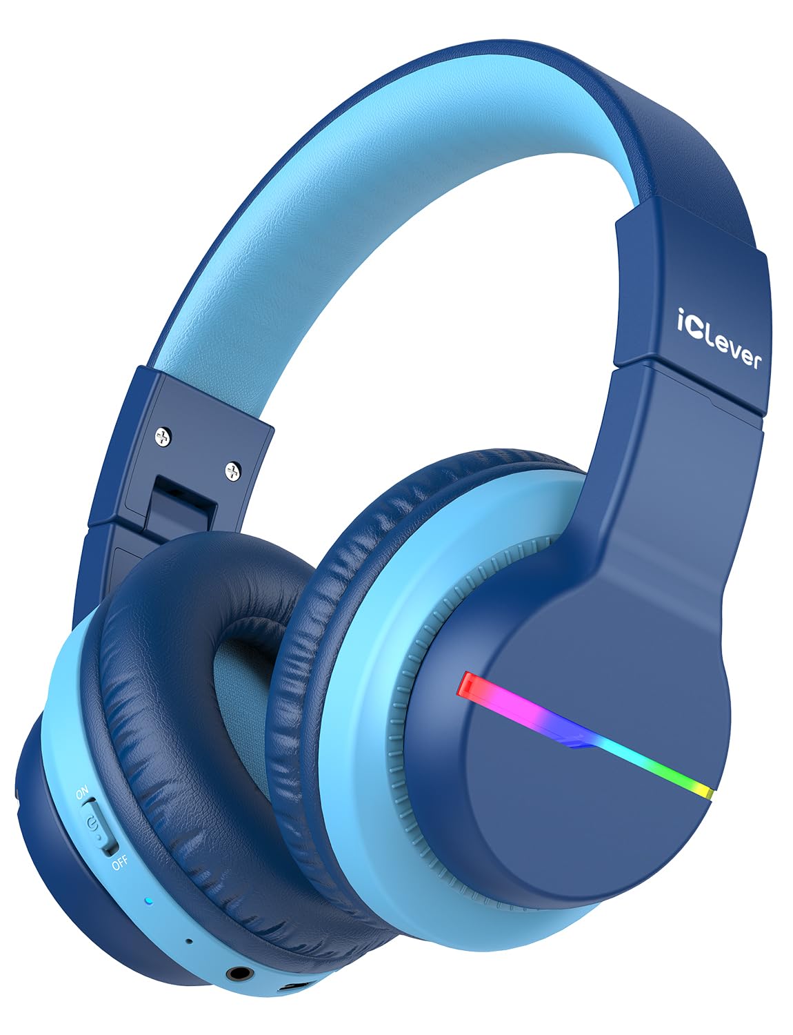 iClever Bluetooth Kids Headphones, Colorful LED Lights, Over-Ear Kids Headphones with 74/85dBA Volume Limitation, 85 Hours Playtime, Bluetooth 5.2, Built-in Microphone BTH12