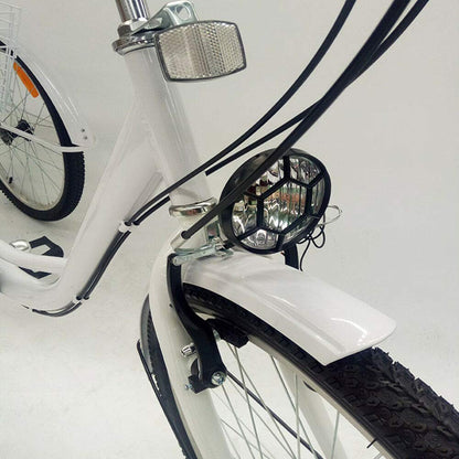 MINUS ONE Adult Tricycle Bicycle with 3 Wheels Senior Bike Cargo Bike 24" 6-Speed with Lights (White with Lights)