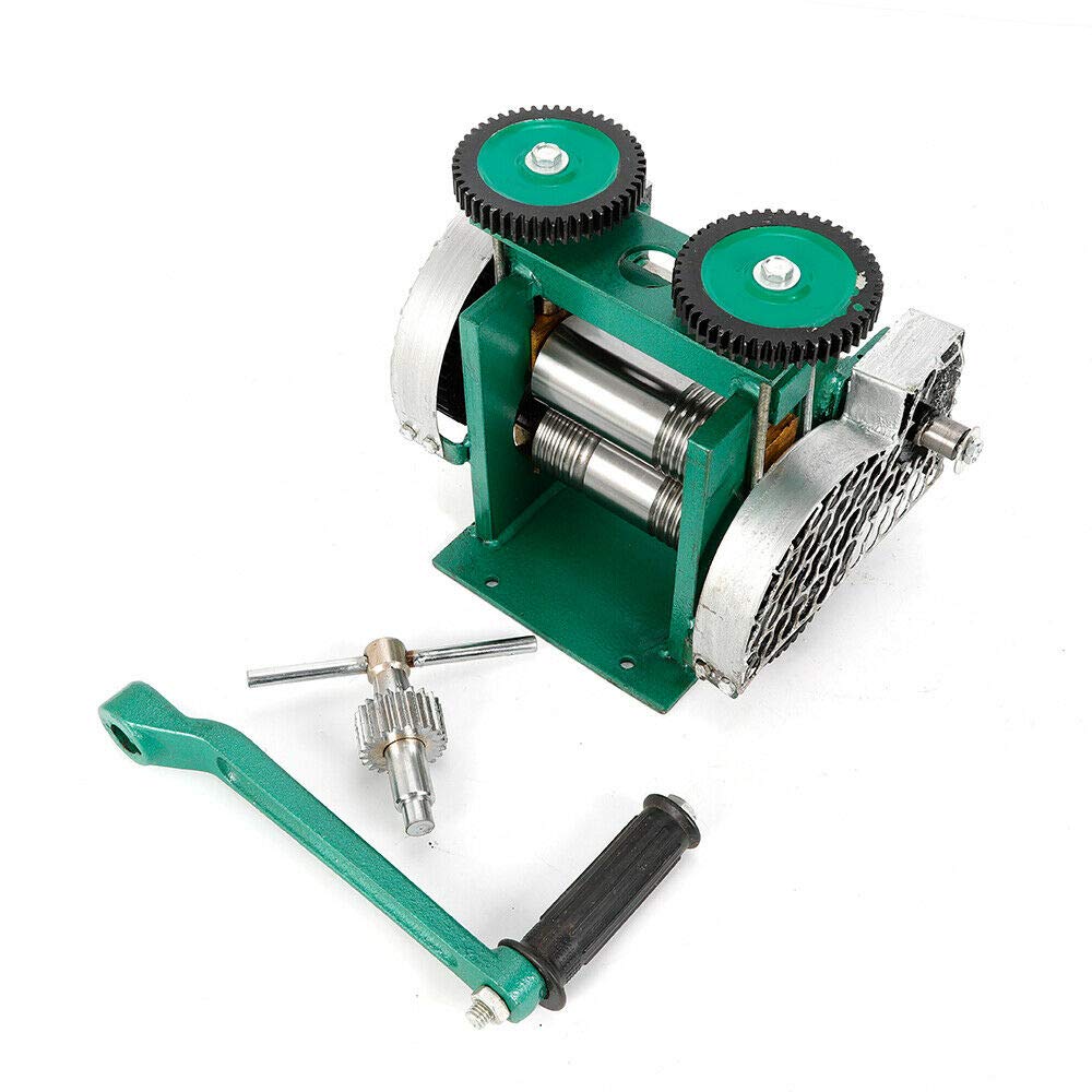 Manual rolling mill machine, 85mm width 50mm combination jewelry rolling mill tabletting machine rolling wire flat sheet jewelry marking DIY tool for jewelry design and repair.