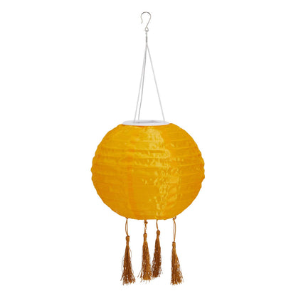 Lights4fun 1x 3 pack Lucena Solar Lantern Cream, Yellow & Pink - LED solar lamp hanging lanterns garden, balcony & terrace - decorative garden light summer party, weatherproof lighting IP44 20cm diameter