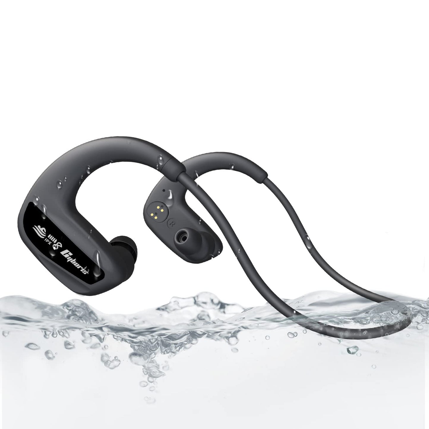 CYBORIS waterproof swimming headphones, Bluetooth in-ear IPX8 MP3 headphones 16GB - With bone conduction waterproof speakers, wireless sport headphones for running, diving, swimming