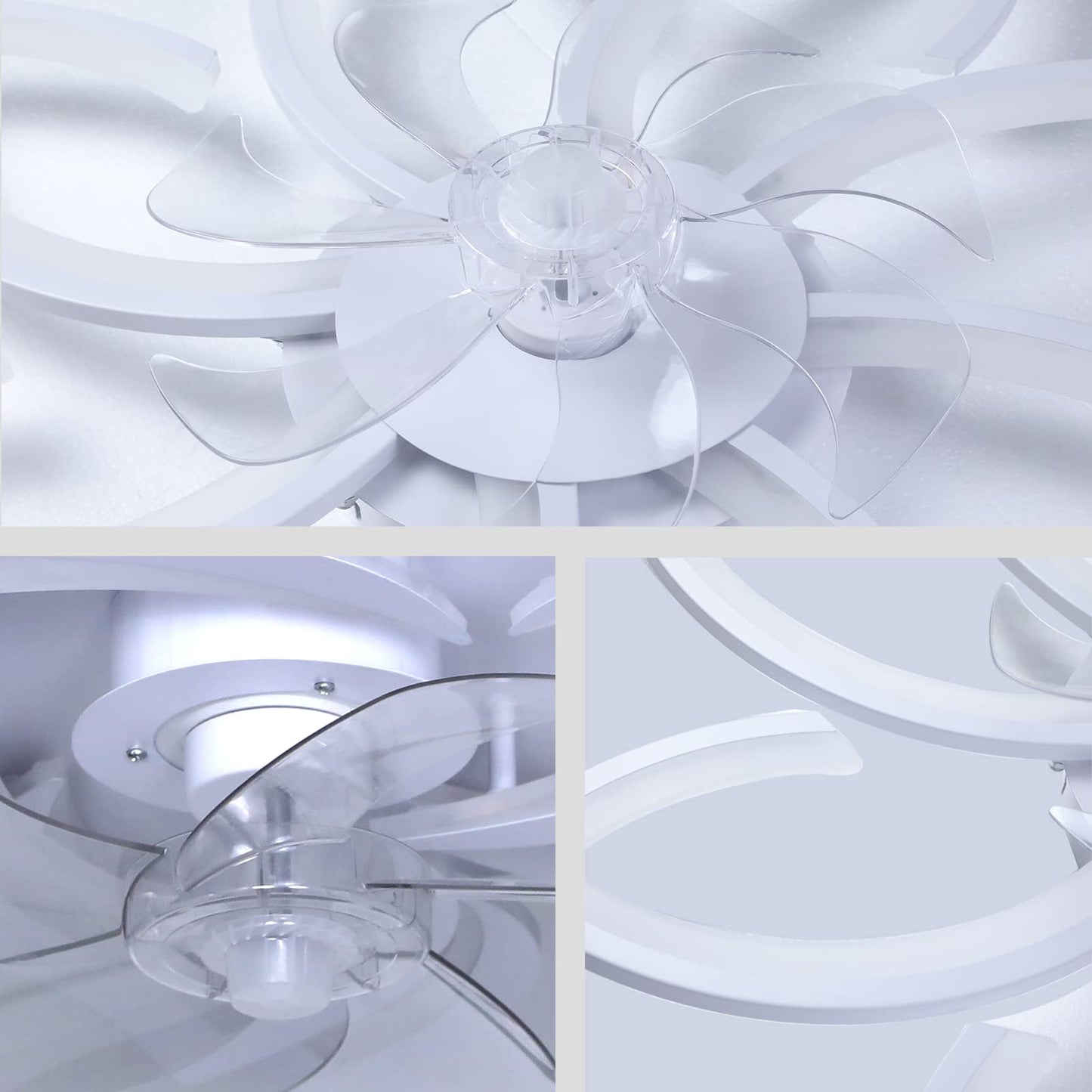 Wildcat Ceiling Fan with Light Quiet Modern LED with Remote Control Timer Flower Design Fan Ceiling Light for Bedroom Kitchen