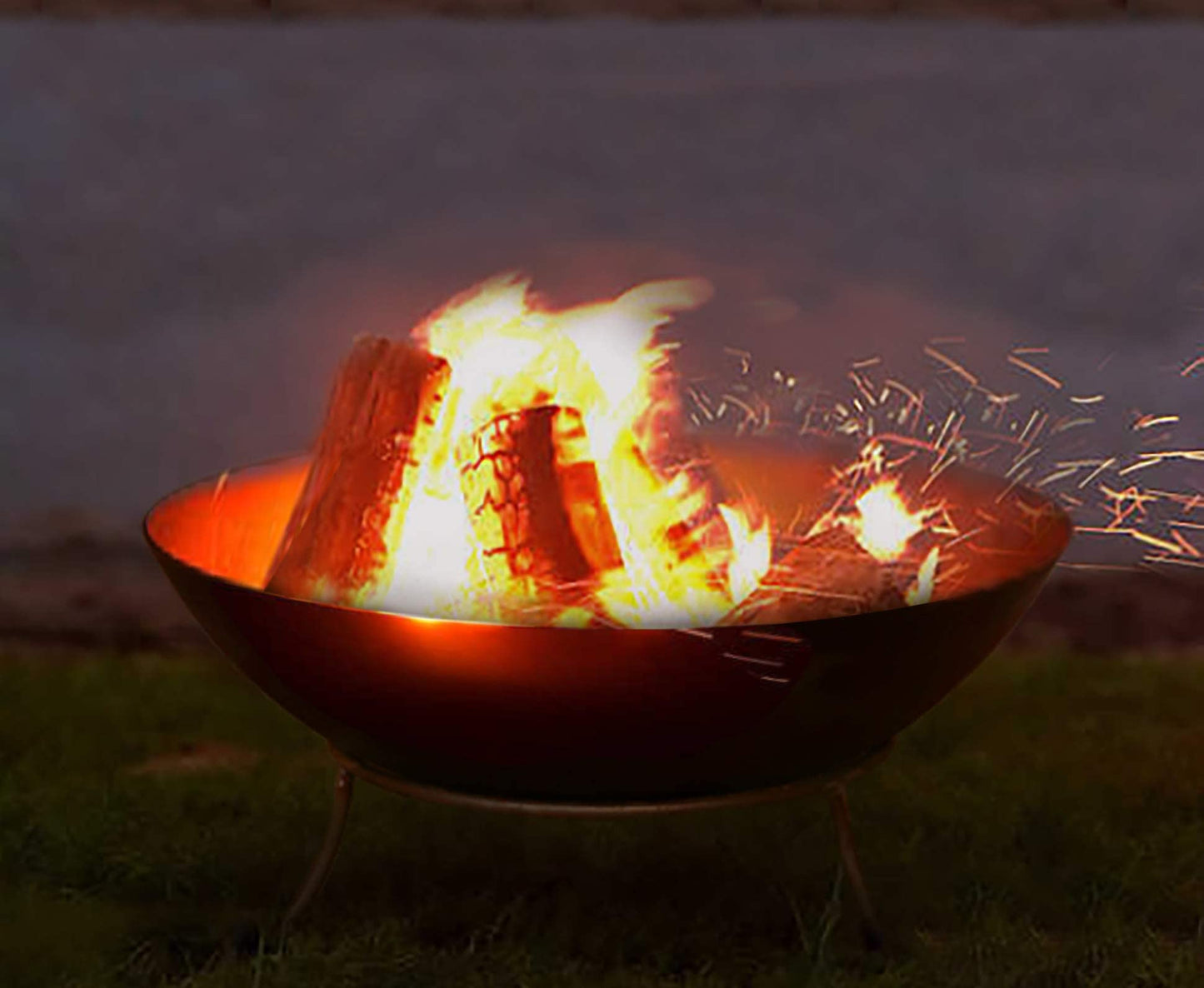 Köhko fire bowl Marbela-XL approx. 55x55x23 cm made of steel with 3 feet for barbecue evening garden fire BBQ camping wonderful evening at the beach garden yard terrace grill evening