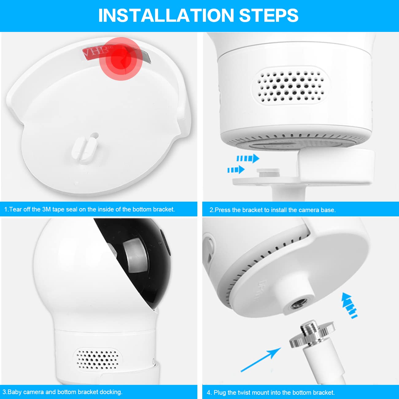Baby monitor holder for eufy SpaceView/eufy Spaceview S/eufy Spaceview Pro Baby Monitor, Flexible Monitor Stand Holder for Nursery Crib Railings.
