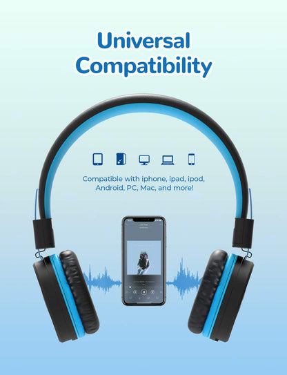 iClever Kids Headphones 2 Pack, Wired Headphones for Kids with MIC, Volume Control Adjustable Headband, Foldable On-Ear Headphones for School Plane