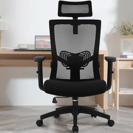 Daccormax Office Chair Ergonomic, Desk Chair with Adjustable Headrest, Armrests, Lumbar Support, Swivel Chair Tilt Function, Executive Chair made of Mesh, Back-friendly, Office Chair 150kg