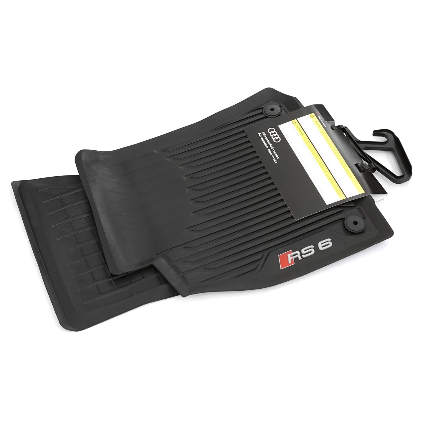 Audi 4K1061501A041 Rubber Floor Mats Front 2X Premium All-Weather Rubber Mats, with RS6 Lettering