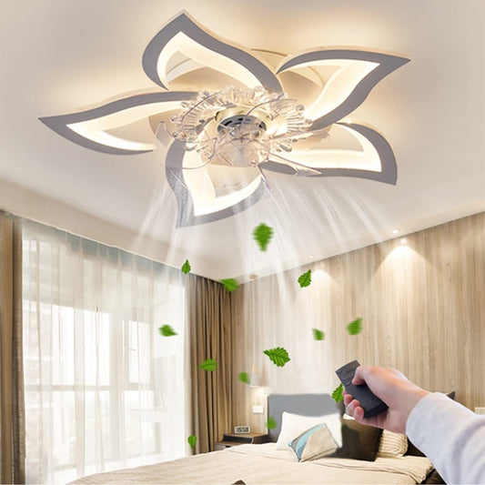LED ceiling fan with lighting, 50W dimmable (3000K-6000K) ceiling light with fan, quiet reversible ceiling fan with lamp for living room bedroom dining room lights 69cm