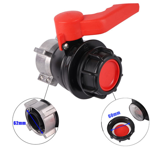 FOGWOWO IBC Adapter Ball Valve 60mm to 62mm IBC Tank Accessory Replacement Ball Valve Shut-off Valve for Rainwater Tank, Container, Rain Barrel