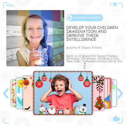 ITSHINY Kids Camera - Digital Camera with 3.5-inch Large Screen, 1080P HD 12MP, 32GB SD Card, USB Rechargeable, Selfie, for 3-10 Years, Blue