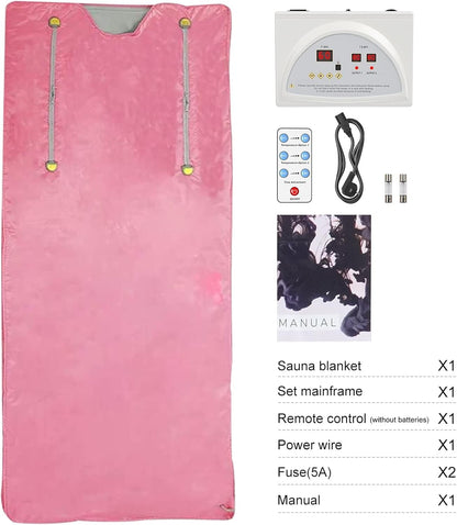 VAYOTOY Infrared Sauna 2 Zone Digital Home Sauna Blanket Professional Detox Therapy Home Infrared Sauna Portable Oxford Sauna Blanket with 4 Safety Protections for hot sweating, relaxation, detox (pink)
