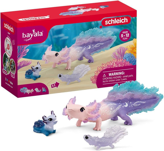 SCHLEICH BAYALA | Axolotl Mom and Babies 42628 | detailed figures | great gift for girls and boys | beautiful collectible figurines | toy for ages 5+ | Set of 3 pieces