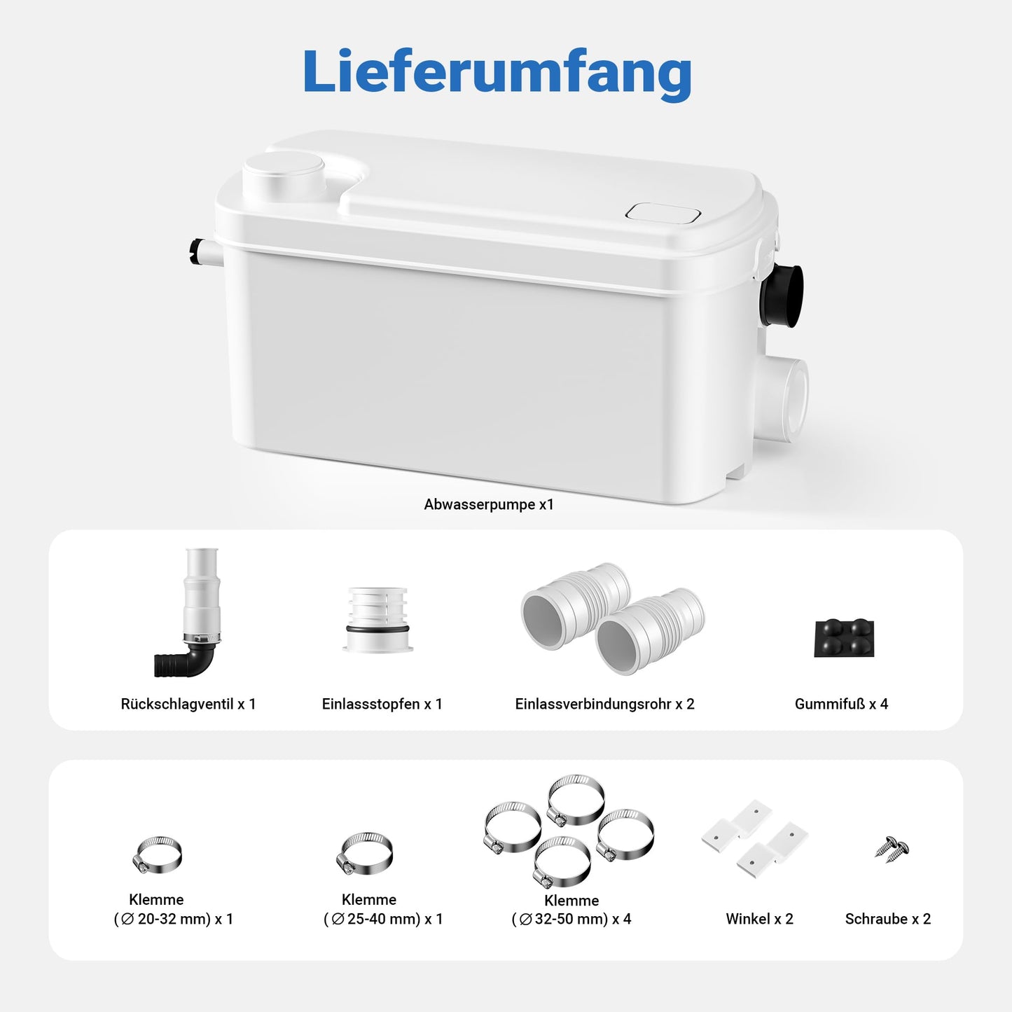 XPOtool 3/1 small lifting system 250W with 3 inlets, lifting system up to 8.5m height, wastewater lifting system for toilet and shower, compact sewage lifting system