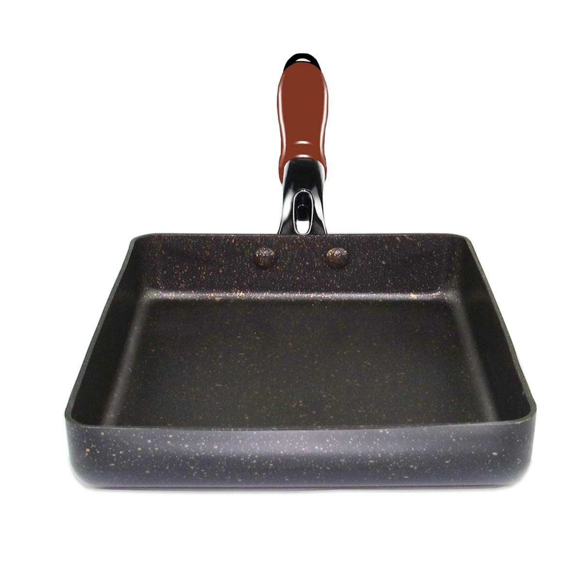 Artcome Japanese omelette pan Tamagoyaki egg pan Rectangular mini frying pan with silicone spatula and brush, black plate (Black)