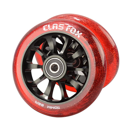 CLAS FOX Pro Stunt Scooter Wheels Roller Wheels 110mm A Pair with ABEC-9 Bearings CNC Metal Core (2 pieces) (Transparent Red)
