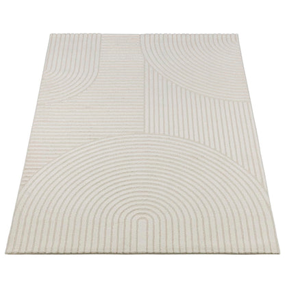 The carpet Everest - modern short pile rug for living room bedroom with high-low effect, 3D effect, high pile density and pleasantly soft, Cream, 200 x 290 cm