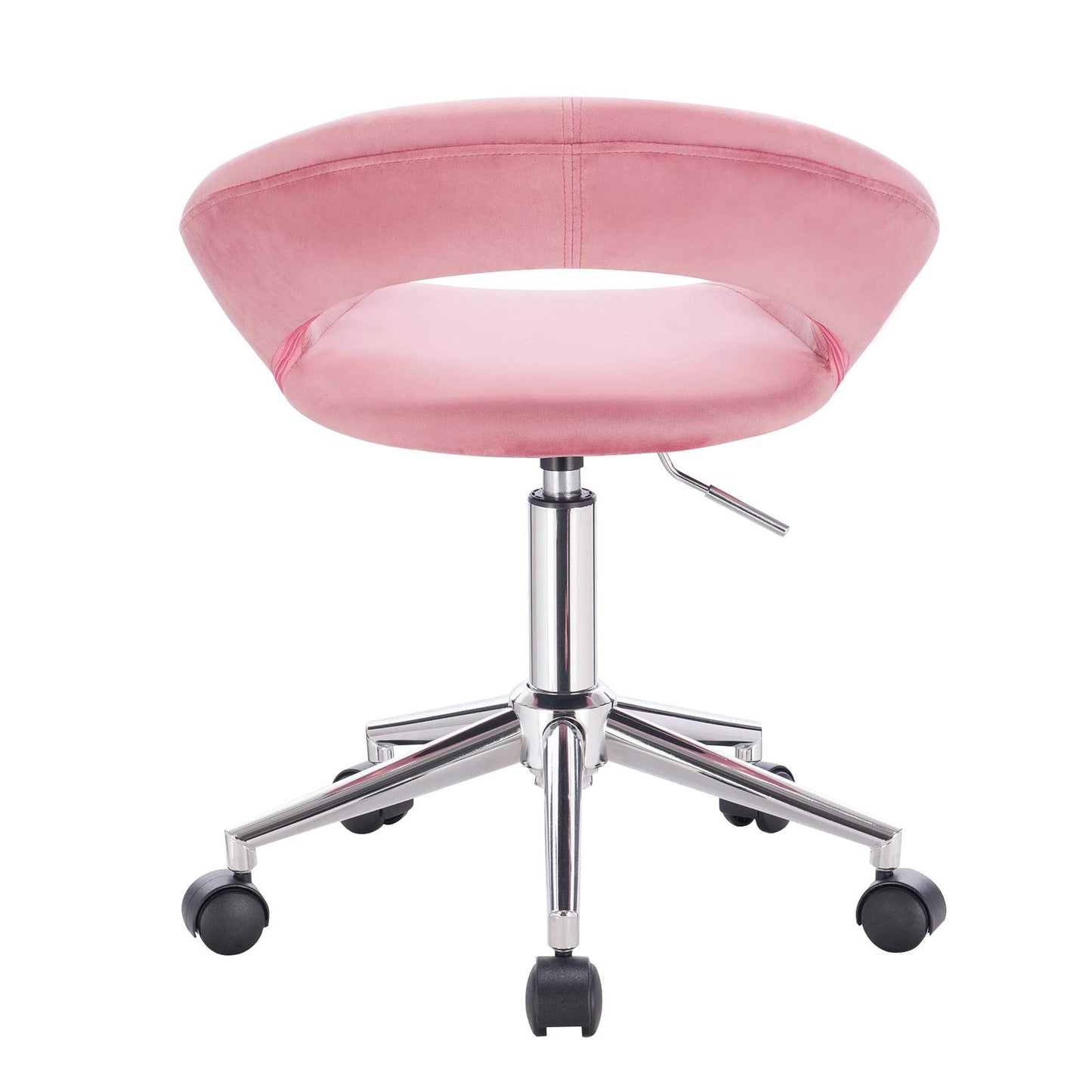 WOLTU BS100rs 1x work stool office stool swivel stool desk chair office chair cosmetic stool with wheels height adjustable, velvet, pink