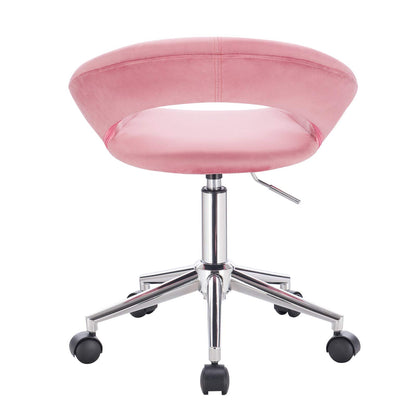 WOLTU BS100rs 1x work stool office stool swivel stool desk chair office chair cosmetic stool with wheels height adjustable, velvet, pink