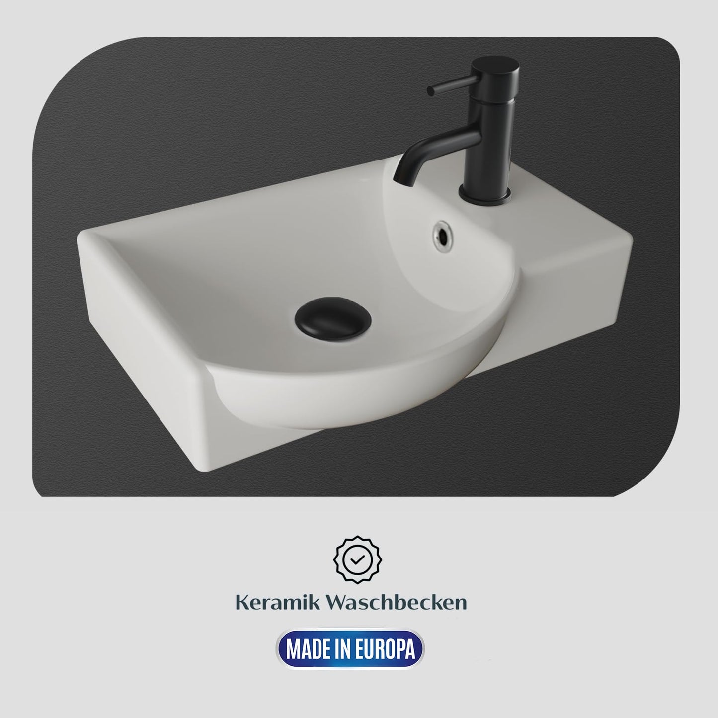 Alpenberger washbasin with cabinet | Guest WC sink small 45 cm wide | Countertop basin with washbasin cabinet | Bathroom hanging cabinet | Light oak washbasin cabinet