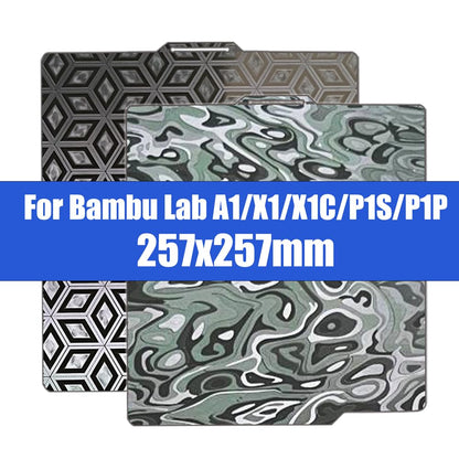 JUUPINE bamboo board Xiangyun + Crystal plate for Bambu lab a1 X1C X1 X1E P1P P1S, 257 x 257 mm carbon plate for bambulab filament