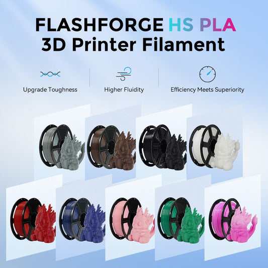 FLASHFORGE High Speed PLA Filament 1.75mm, print up to 8x faster, 500mm/s Rapid Printing 3D Printer Filament, HS PLA for optimal efficiency at high speeds (Black)