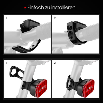 KCCYB Bike Light Set, StVZO Approved Front and Rear Light, IPX5 Waterproof Bike Lights with Intelligent Brake Light, Rechargeable Bike Lamp for Night Riding (Silver & Black)