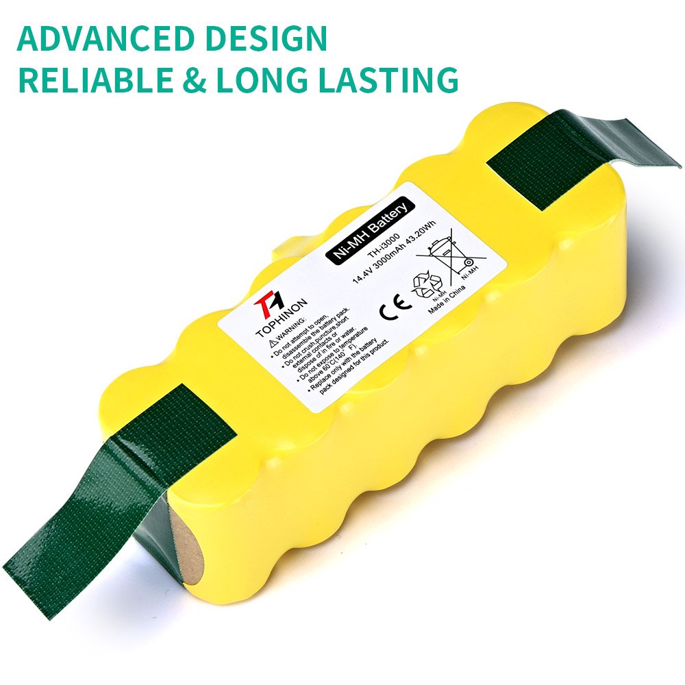 TOPHINON 14.4V 3000mAh NI-MH Replacement Battery for iRobot Roomba 500 510 520 530 532 535 540 545 550 552 555 560 562 570 580 581 582 585 595 600 610 620 630 631 650 660 700 760 770 780 790 800 870 880
