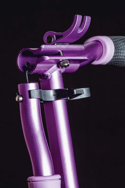 Six Degrees aluminum scooter with folding mechanism and stand, 205mm, adjustable height, GS approved, purple, TEST WINNER